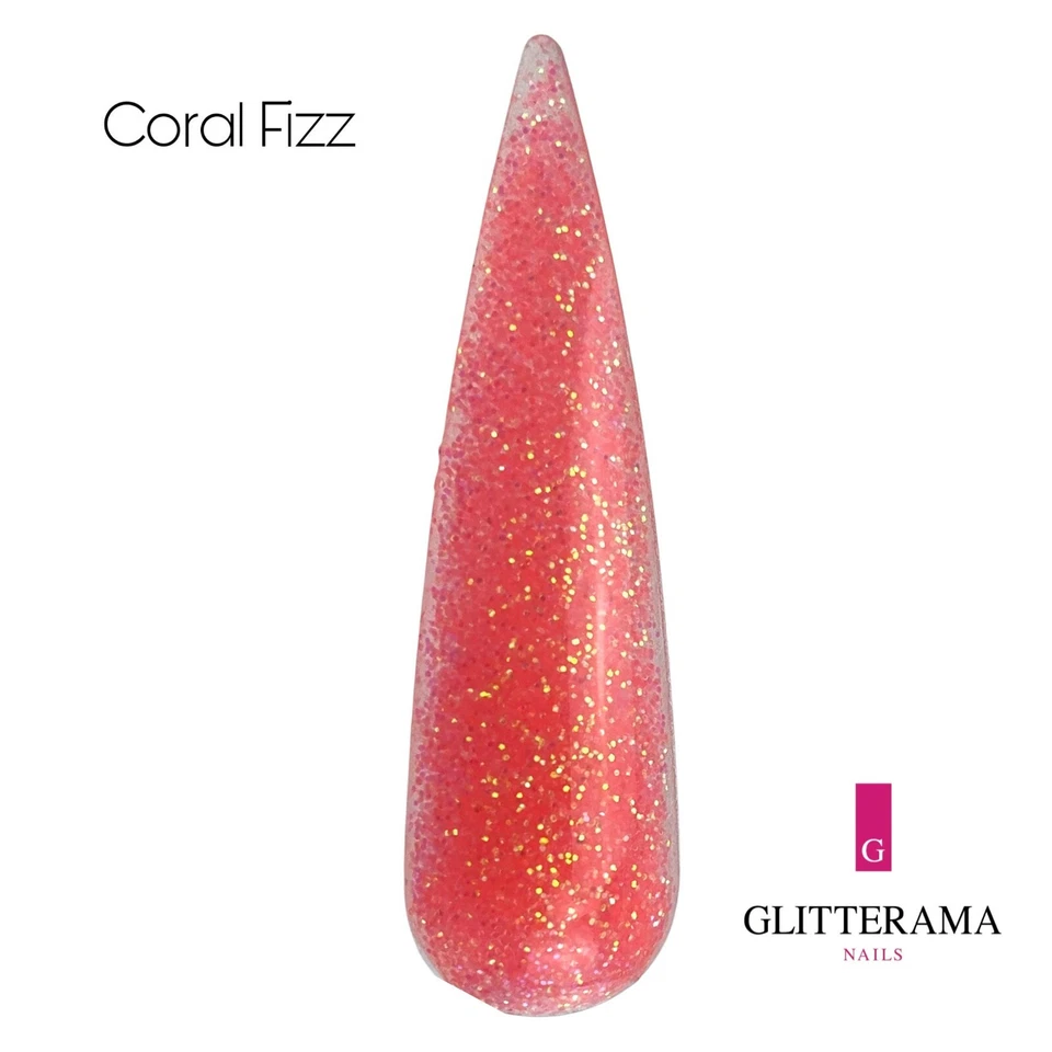 CORAL FIZZ Glitterama Nails coloured acrylic powder shimmer glitter pink gold