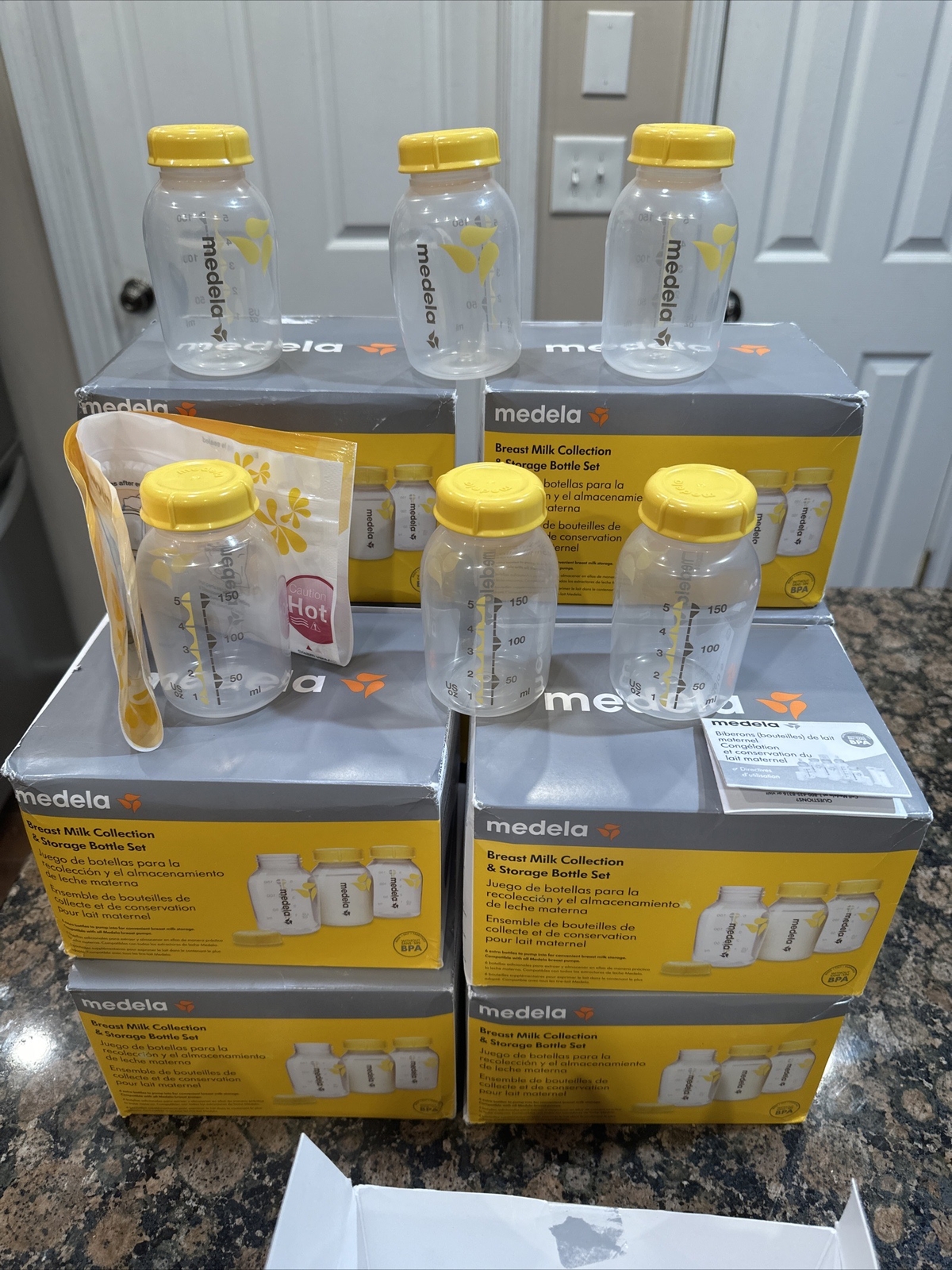 1 X Box Bottle Set Medela Breast Milk Collection Storage 6 5oz Bottles Lids New