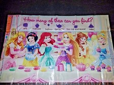 DISNEY PRINCES DISPOSABLES STICK IN PLACEMATS. 2 PACK OF 10..