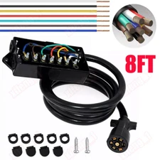 8FT 7Way Trailer Plug Weatherproof Trailer Wiring Harness 7Pin Trailer Connector