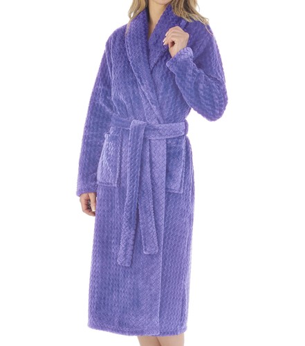 Dressing Gown Slenderella Ladies Zig Zag Robe Shawl Collar Wrap Fleece Housecoat - Picture 23 of 82