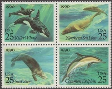 Scott # 2508-2511 - Sea Creatures - Block Of 4 - MNH -1990