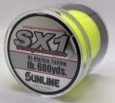 Sunline SX1 High Vis Yellow Braided Line 600 yd