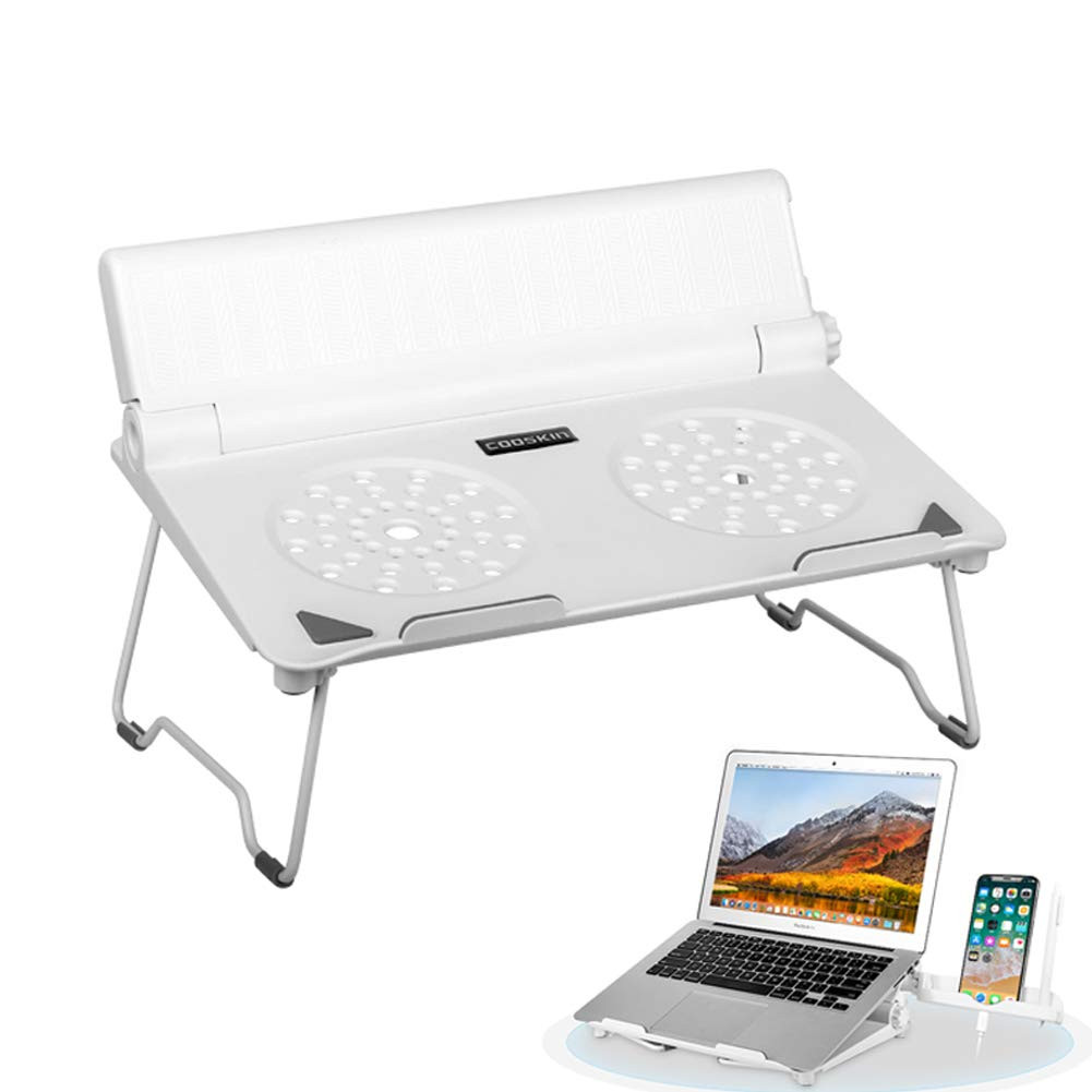 Lightweight Ventilated Laptop Desk Stand with Adjustable Phone Stand Holder F...