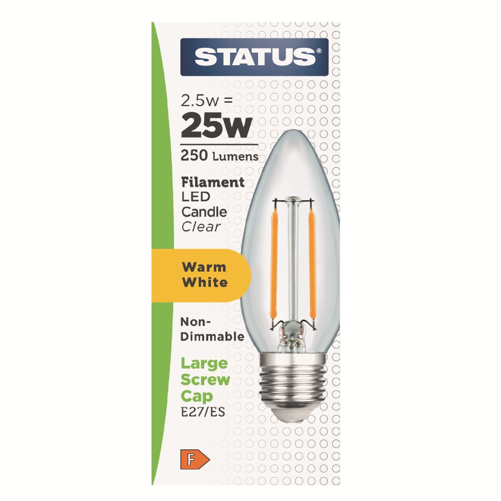 Status 2.5w (=25w) ES Candle Filament Warm White LED Light bulb