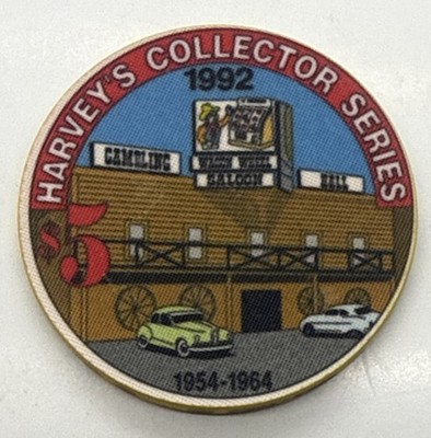Harvey s $5 Casino Chip Lake Tahoe Nevada Wagon Wheel Saloon 1954-1964 1992
