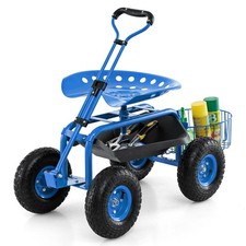 Rolling Garden Cart with Seat, Outdoor Stool ...