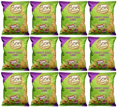 12 BON CHANCE SWEET CHILI LIME Flavor Bags Baked Bread Snacks 120g 4.2oz