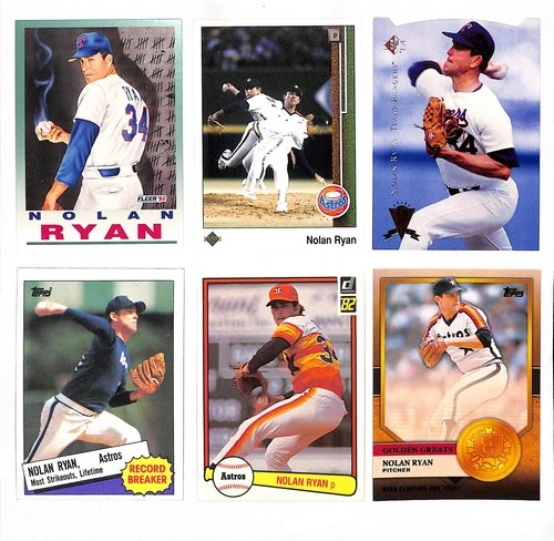 Nolan Ryan 6 Card Lot - 1982 Donruss, 85 Topps, 89 Upper Deck MLB Astros Rangers