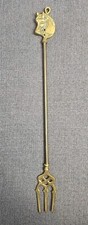 Vintage Solid Brass Fireside Toasting Fork with Horse Design - 45cm.