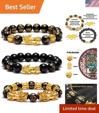Feng Shui Wealth And Luck Bracelet for Men Women: 3Pcs set with Pixiu and black