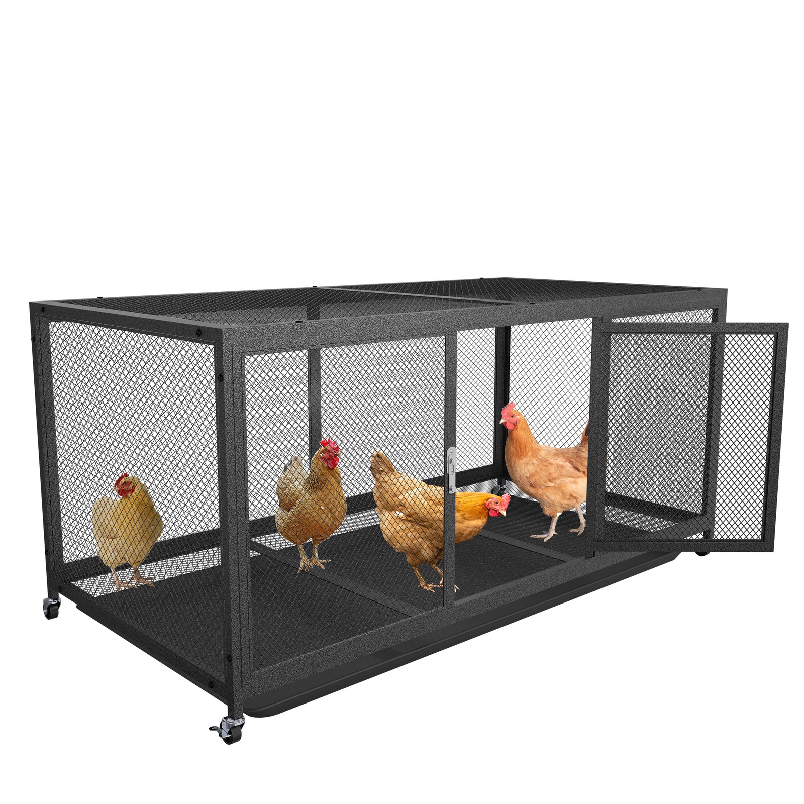 Heavy Duty Chicken Cage Rabbit Hutch Moveable Bunny Cage Chicken Coop with Tray