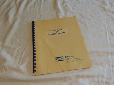 GSE 290 -1/-2/-3/-4 Data-Stat Torque Tester Users Guide Set-Up Operation Manual