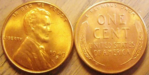 1949-S Choice / Gem BU Lincoln Cent From Original Bank Roll With Full Luster