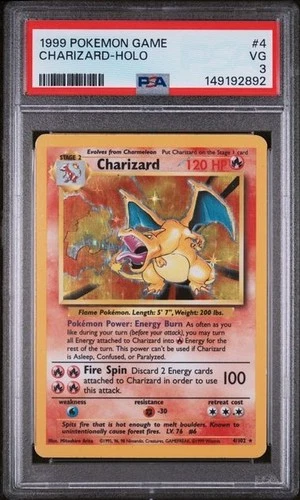 1999 POKEMON #4 CHARIZARD BASE SET UNLIMITED HOLO PSA 3