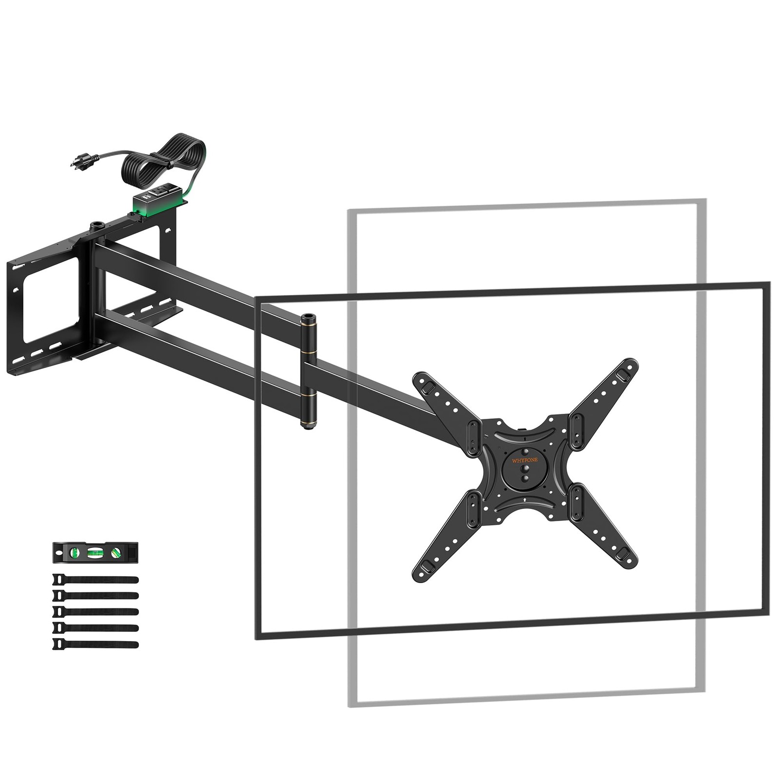 48'' Extension Extra Long Arm TV Wall Mount with Power Outle