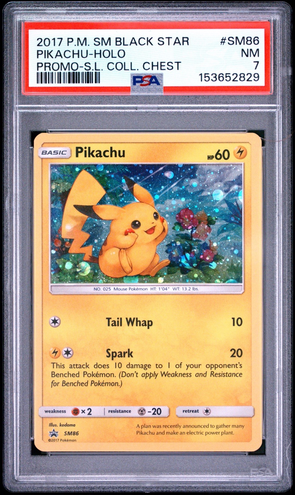 Pokemon Pikachu Shining Legends Coll. Chest Black Star Holo Promo SM86 PSA 7