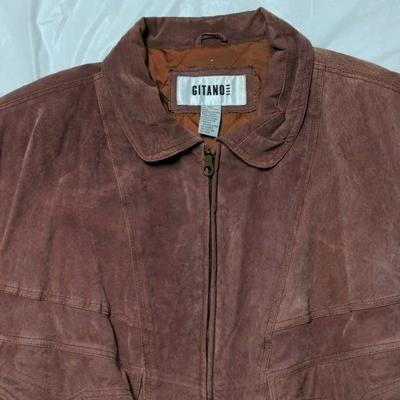 Gitano Men's Vintage 90s Brown Suede Leather Zip Up Bomber Jacket Size 2XL - Image 2 of 4