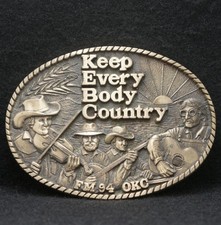 WD11133 NOS VINTAGE 1970s KEEP EVERY BODY COUNTRY FM 94 OKC RADIO BELT BUCKLE
