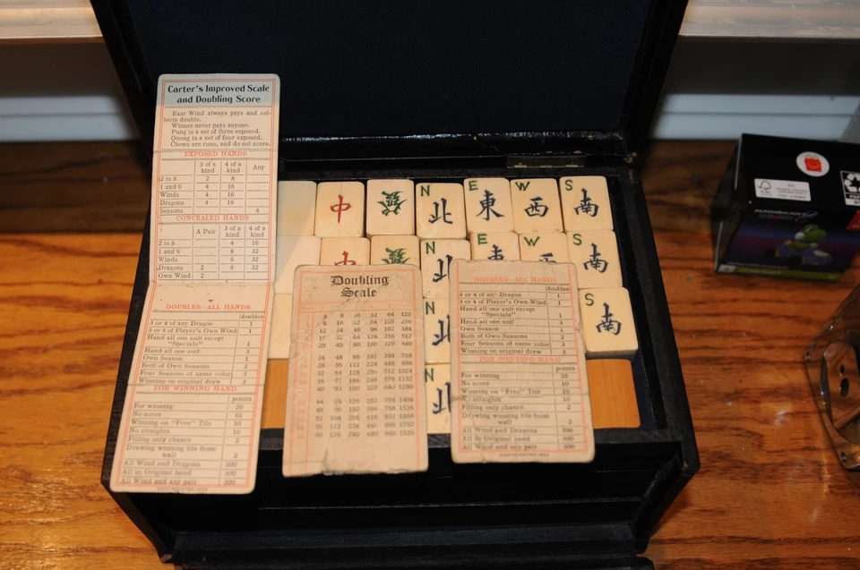 148 Antique Intricately Carved Chinese  Mah Jong Tiles, Bone and Bamboo Mahjong* - Image 2 of 4