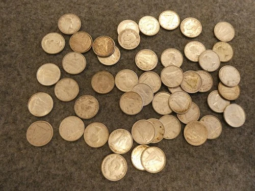 50 pc Canada Ten Cent Dimes Pre 1967 80% Silver lot Ships FREE