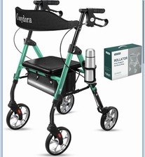 Lightweight Rollator Walker w/ Seat Foldable Mobility Walker