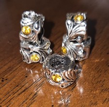 Set of 5 Bracelet Beads With Yellow Stones