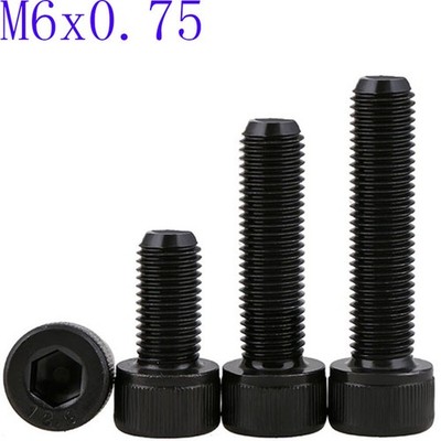 M6-0.75 FINE Thread Socket Head CapsScrews12.9 Alloy Steel Black Oxide DIN 912  