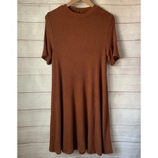 American Eagle Outfitters Brown Ribbed Dress Cutout Back Size Large