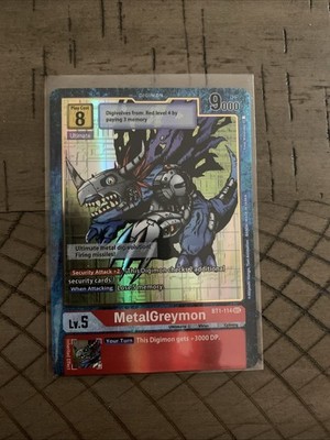 Digimon BT1-114 MetalGreymon SEC Red NM/LP Alt Art