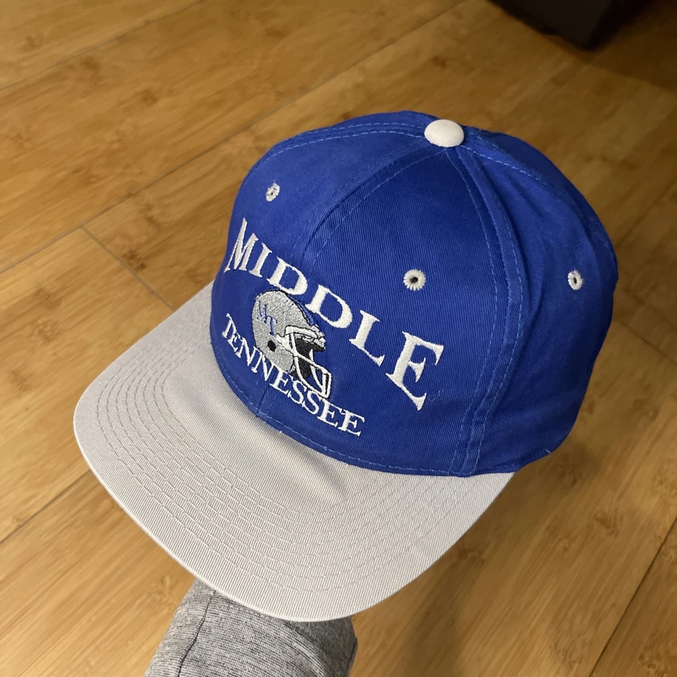 Vintage 90s YoungAn Middle Tennessee State Blue Raiders Retro Snapback Hat Cap - Image 2 of 4
