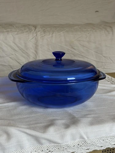 Vintage Pyrex #024 Cobalt Blue Glass 2 Qt Casserole Dish W/ Lid USA In Mint Cond