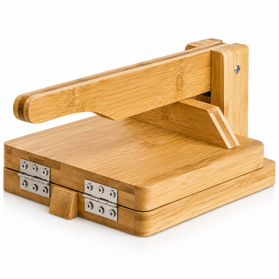 Navaris Tortilla Presse Bambus Ø25cm Taco Maker Teigpresse Wrap Naan