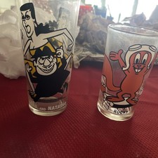 Lot de 2 verres vintage années 70 Pepsi série collector Rocky Natasha Boris