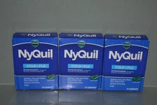 Lot Of 3 NyQuil Cold & Flu Nighttime Liquicaps, 24 In Each, Exp. 02/2026+