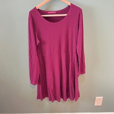 Cut Loose Striped Long Sleeve Dress Pink Black Size M Rayon Spandex Casual