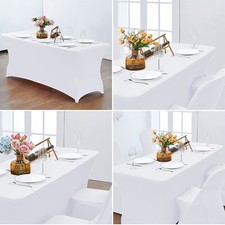 6FT STRETCH TABLECLOTH SPANDEX TABLECOVER FOR FOLDING TABLES WEDDING PARTY DECO