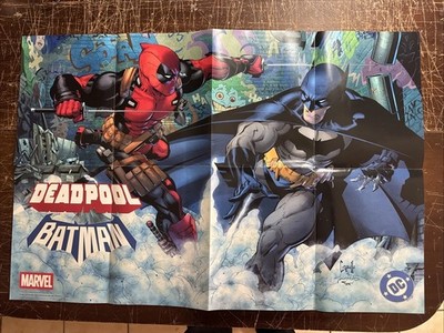 DEADPOOL BATMAN 2-SIDED FOLDED PROMO POSTER 24'' X 36'' MARVEL DC 2025