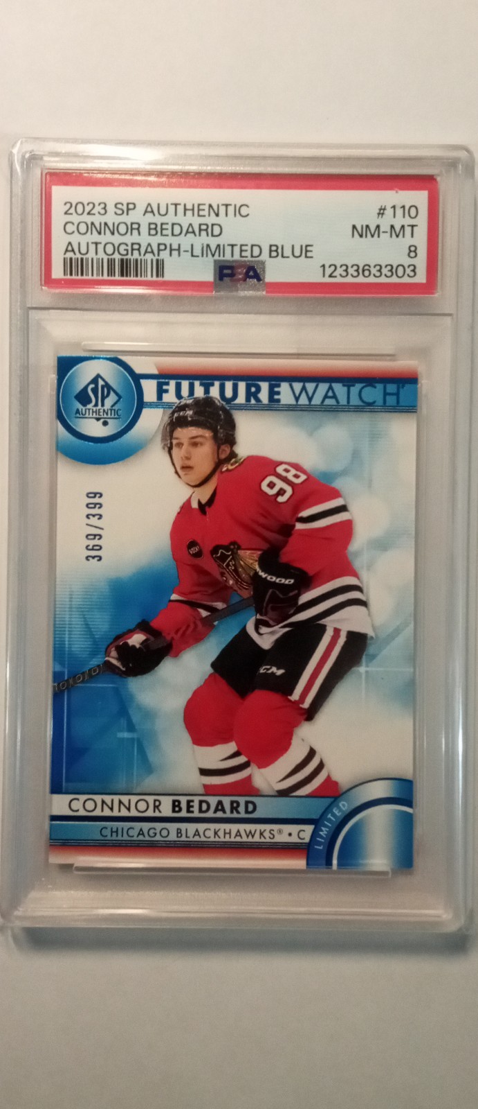 2023-24 Sp Authentic - Future Watch Connor Bedard #110 Blue Limited /399 (RC)