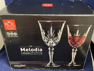 RCR Crystal Goblets CRISTALLERIA ITALIANA MELODIA Set of 6 NEW IN BOX