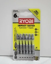 Ryobi AR2048 Impact Drive Bit Set 6 Piece PH2 SQ2 T25 