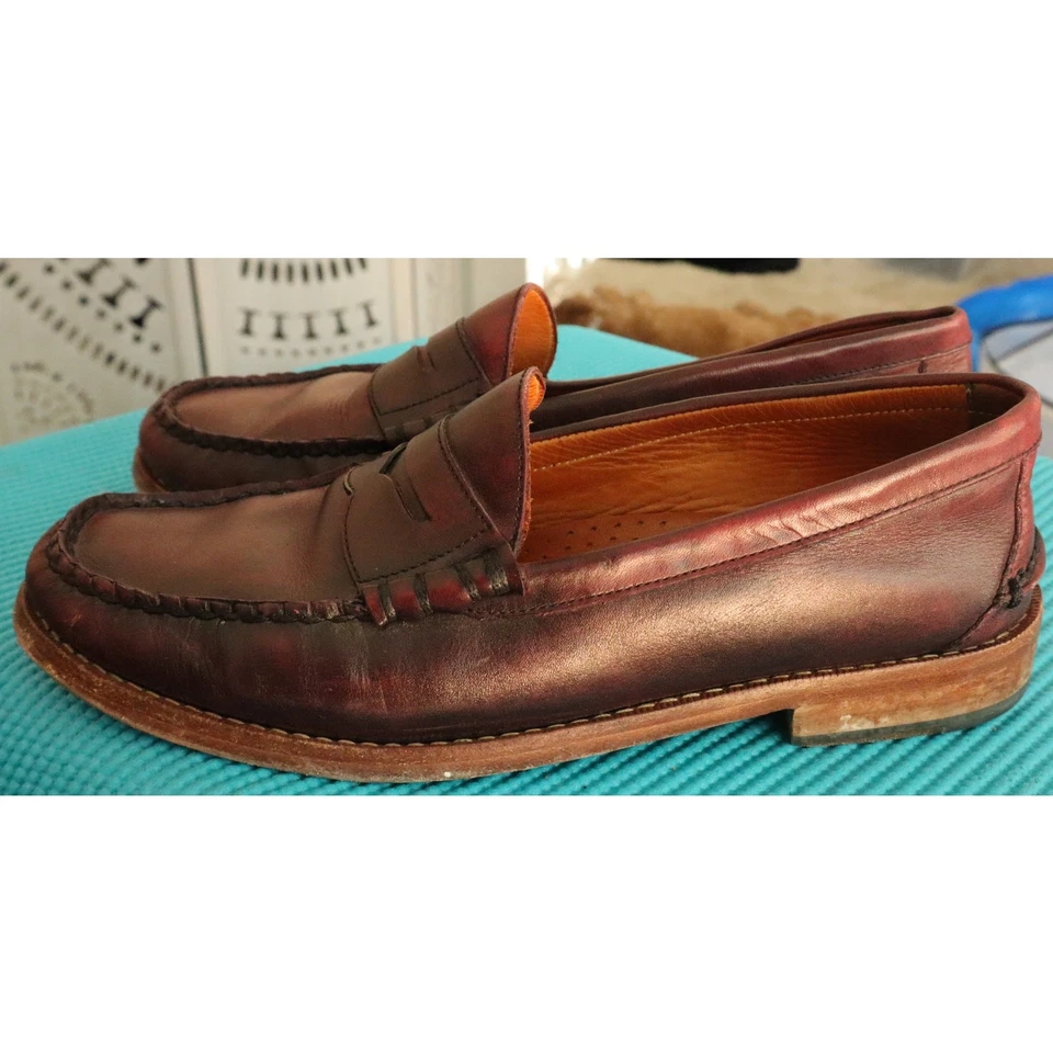 Mocasín vintage Johnston & Murphy borgoña granate de cuero sangre de buey 8,5 m trabajo Foto 4 de 4