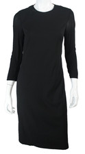 VERSACE Black Wool Blend Crepe Asymmetric Paneled Sheath Dress 42