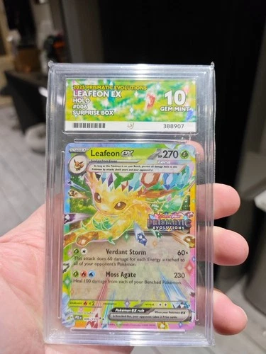ACE 10 LEAFEON EX PRISMATIC EVOLUTIONS SURPRISE BOX PROMO STAMPED 006/131