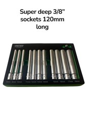 United Socket Set Super Deep 3/8"Dr 6-Point 12-Piece 8-18mm 120mm Long In Eva