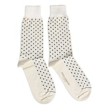 DOLCE & GABBANA Socks Off White Cotton Polka Dot Mid Calf Accessory s. M 90usd