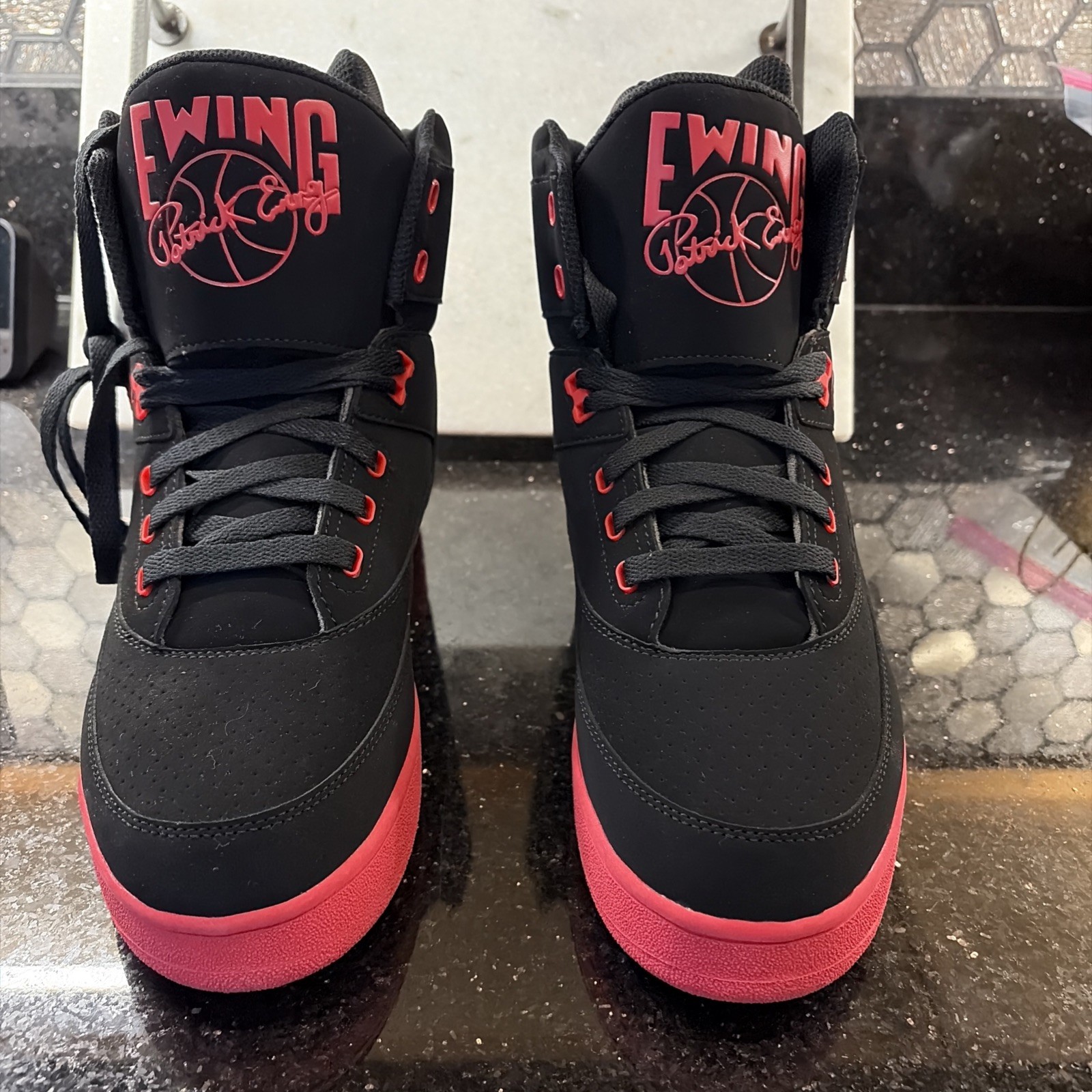 Ewing 33 Hi Patrick Ewing Black Red High Top Basketball Sneakers NEW