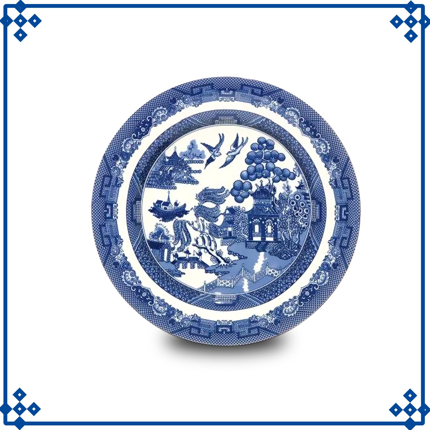 Blue Willow Side Plate 19cm Salad Dish Ceramic Tableware Antique Oriental Style