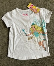 Barbie T shirt short sleeves, size 3, white, new with label, 60% cotton 40% poly
