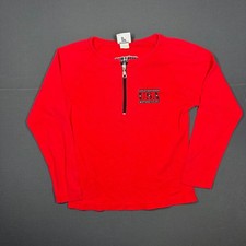 Vintage Harley Davidson Quarter Zip Shirt Womens Medium Red Holoubek Made in USA